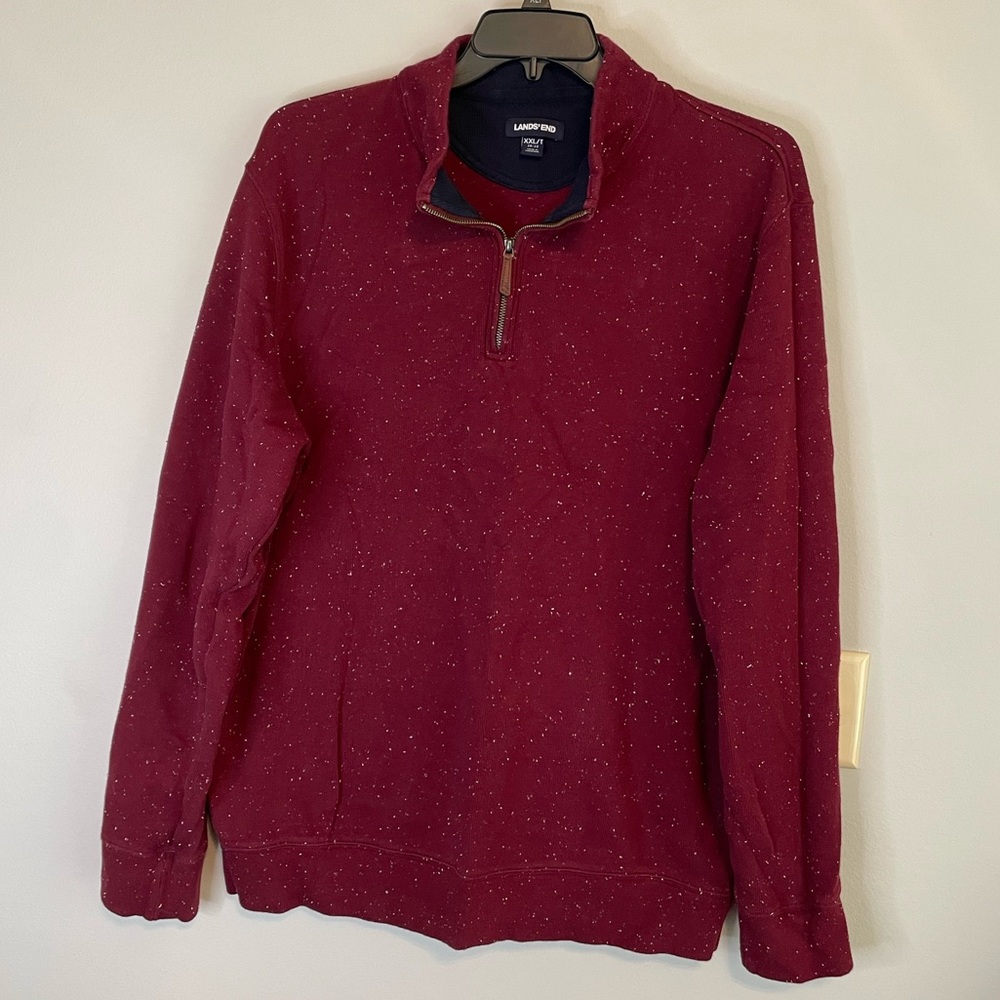 Lands End Casual Knit Pullover Men’s Sweater. Mock Neck w/Quarter Zip. Casual.